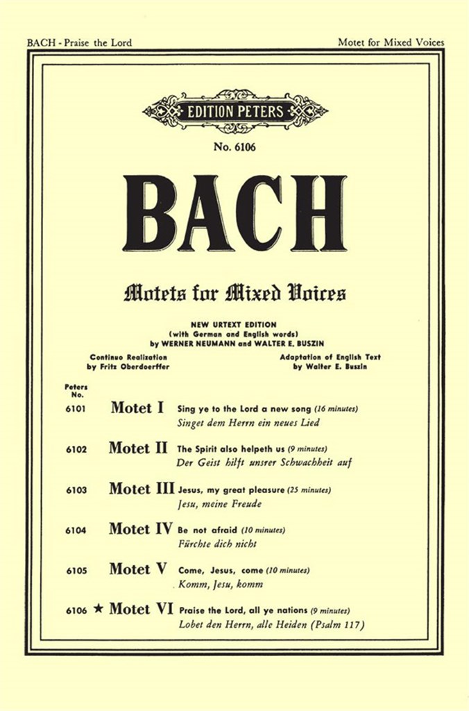 Motet No. 6 BWV 230 Lobet den Herrn, alle Heiden
